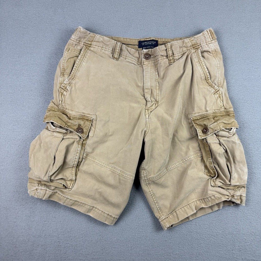 American Eagle Outfitters Cargo Shorts Mens 36 Brown Next Level Flex Khaki Camp‎